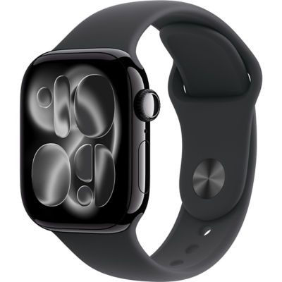 (M/L) Jet Black Case & Black Sport Band