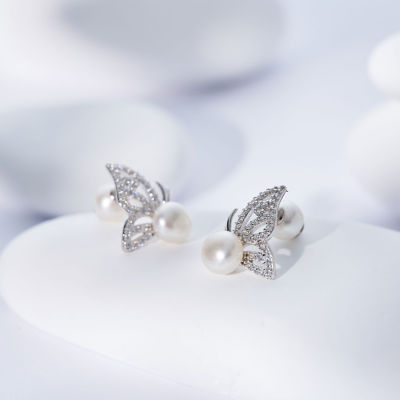 Pearly Lustre Top Grade Freshwater Pearl Earrings WE00999 | BUTTERFLY 4