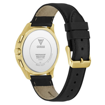 GUESS Men's 40mm Gold-Tone Case & Black Genuine Leather Watch (GW1049G2) 3