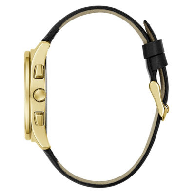 GUESS Men's 40mm Gold-Tone Case & Black Genuine Leather Watch (GW1049G2) 4