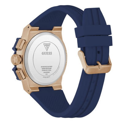 GUESS Men's 42.5mm Rose Gold-Tone Case & Blue Silicone Watch (GW1059G5) 4