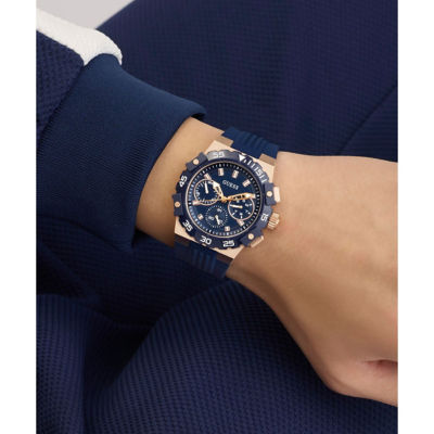 GUESS Men's 42.5mm Rose Gold-Tone Case & Blue Silicone Watch (GW1059G5) 5