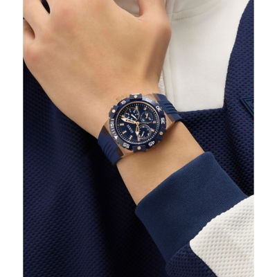 GUESS Men's 42.5mm Rose Gold-Tone Case & Blue Silicone Watch (GW1059G5) 6