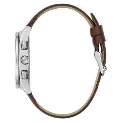 GUESS Men's 40mm Silver-Tone Case & Brown Genuine Leather Watch (GW1049G1) 3