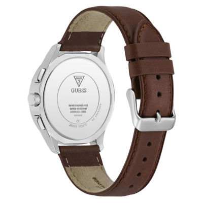 GUESS Men's 40mm Silver-Tone Case & Brown Genuine Leather Watch (GW1049G1) 4
