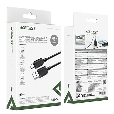 Acefast C26-04 USB-A to USB-C Charging Data Cable (1.2m) - Black 6