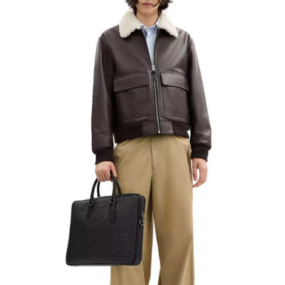 COACH Ethan Large Brief In Signature Canvas Charcoal/Black CCF56 4