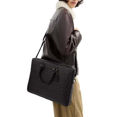 COACH Ethan Large Brief In Signature Canvas Charcoal/Black CCF56 5