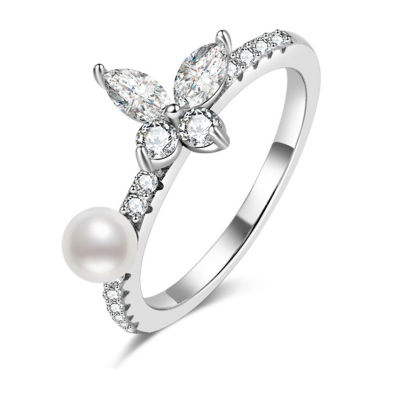 Pearly Lustre Top Grade Freshwater Pearl Ring WR00443 | BUTTERFLY 1
