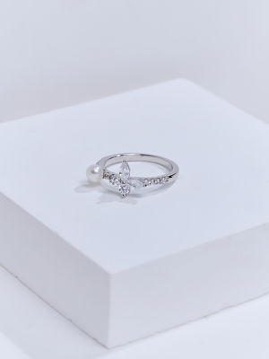 Pearly Lustre Top Grade Freshwater Pearl Ring WR00443 | BUTTERFLY 6
