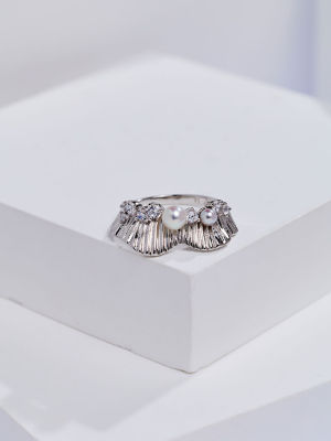 Pearly Lustre Top Grade Freshwater Pearl Ring WR00440 | LADY BOSS 6