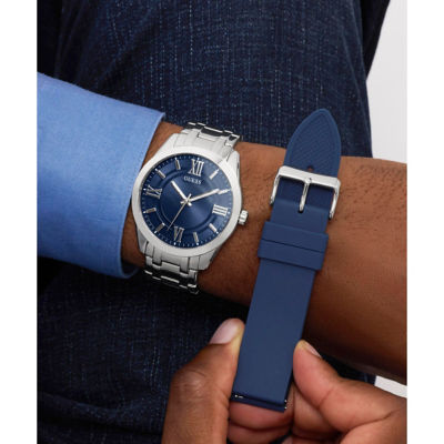 GUESS Men's 44mm Silver-Tone Case & Silver-Tone Stainless Steel Watch (GW1008G1) 5