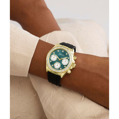GUESS Women's 36mm Gold-Tone Case & Black Silicone Watch (GW1038L2) 7