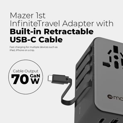 Mazer InfiniteTravel PD70W GaN Universal Travel Adapter - M-IFTravel370 5