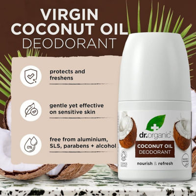 Dr. Organic Coconut Oil Roll-On Deodorant 50ml 3