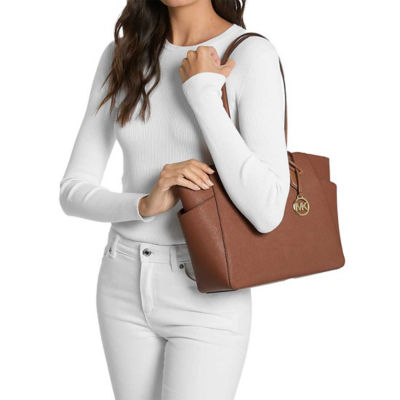 MICHAEL KORS Marilyn Medium Saffiano Leather Tote Bag Luggage 35F5G6AT2L 3