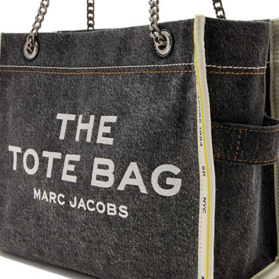 MARC JACOBS The Denim Chain Medium Tote Bag Black Wash 2F4HTT018H05 3
