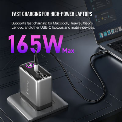 SKYZER PD173GY | 165W Display GaN Universal Travel Charger 11