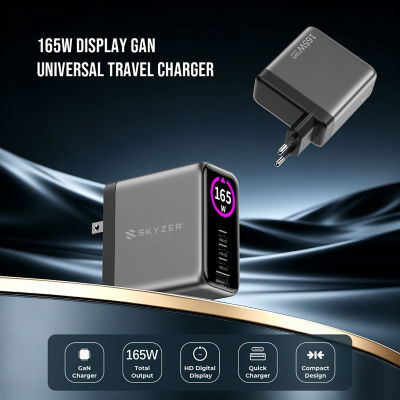 SKYZER PD173GY | 165W Display GaN Universal Travel Charger 5