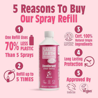 Salt Of The Earth Natural Deodorant Spray Refill Fresh Strawberry 500ml 4