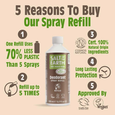 Salt Of The Earth Natural Deodorant Spray Refill Oud & Bergamot 500ml 4