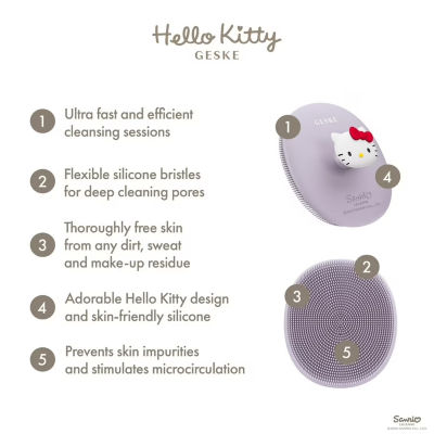 Geske Hello Kitty SmartAppGuided™ Facial Brush | 3 in 1 - Purple 3
