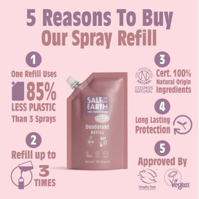 Salt Of The Earth Natural Deodorant Spray Refill Pouch Lavender & Vanilla 300ml 3