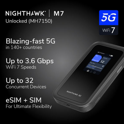 NETGEAR Nighthawk M7 5G WiFi 7 Mobile Hotspot Router with eSIM (MH7150) 3