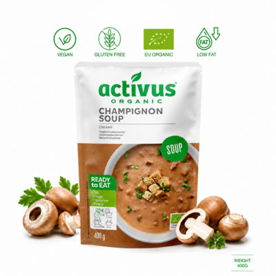 Activus [Bundle] ACTIVUS ORGANIC TOMATO SOUP + CHAMPIGNON/MUSHROOM SOUP + SWEET CORN SOUP + BUCKWHEAT & MUSHROOM GRAIN BOWL 3
