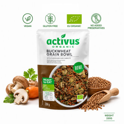 Activus [Bundle] ACTIVUS ORGANIC TOMATO SOUP + CHAMPIGNON/MUSHROOM SOUP + SWEET CORN SOUP + BUCKWHEAT & MUSHROOM GRAIN BOWL 5