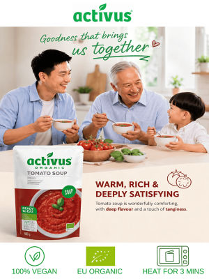 Activus [Bundle] ACTIVUS ORGANIC TOMATO SOUP + CHAMPIGNON/MUSHROOM SOUP + SWEET CORN SOUP + BUCKWHEAT & MUSHROOM GRAIN BOWL 6