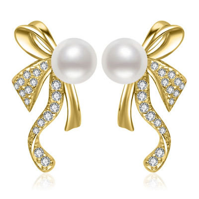 Pearly Lustre Top Grade Freshwater Pearl Earrings WE01003 | RIBBON 1