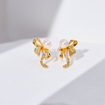 Pearly Lustre Top Grade Freshwater Pearl Earrings WE01003 | RIBBON 2