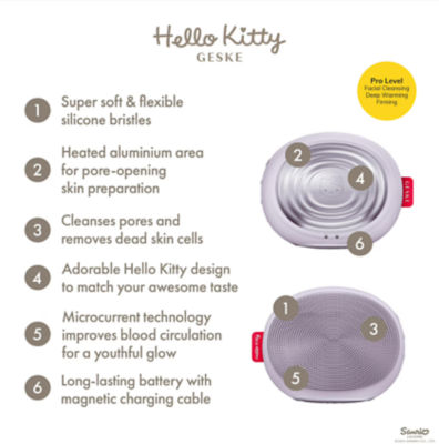 Geske Hello Kitty 智能应用程序引导™声波热能洁面刷 | 5 合 1 - 紫色 5