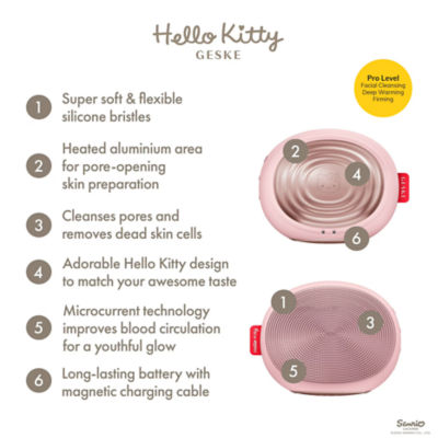 Geske Hello Kitty SmartAppGuided™ Sonic Thermo Facial Brush | 5 in 1 - Pink 5