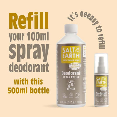 Salt Of The Earth Natural Deodorant Spray Refill Amber & Sandalwood 500ml 3