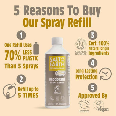 Salt Of The Earth Natural Deodorant Spray Refill Amber & Sandalwood 500ml 4