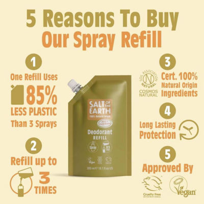 Salt Of The Earth Natural Deodorant Spray Refill Pouch Neroli & Orange Blossom 300ml 3