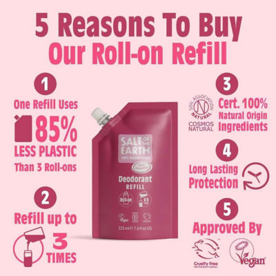 Salt Of The Earth Natural Deodorant Roll-On Refill Pouch Fresh Strawberry 225ml 3