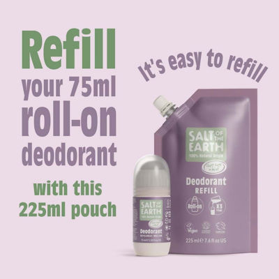 Salt Of The Earth Natural Deodorant Roll-On Refill Pouch Clary Sage & Mint 225ml 3