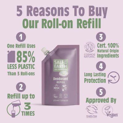 Salt Of The Earth Natural Deodorant Roll-On Refill Pouch Clary Sage & Mint 225ml 4
