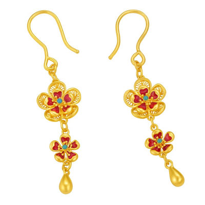Goldheart 999 Gold Gilded Camellia Earrings 1