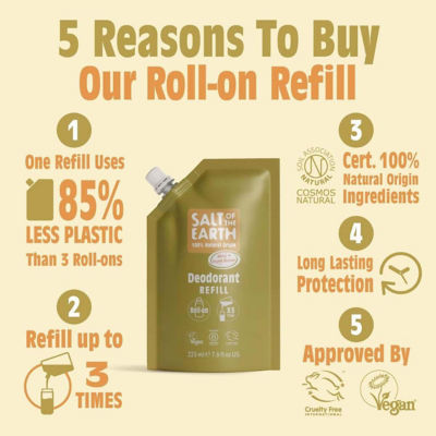 Salt Of The Earth Natural Deodorant Roll-On Refill Pouch Neroli & Orange Blossom 255ml 3