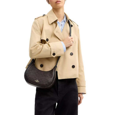 COACH Emily Shoulder Bag In Signature Canvas Walnut/Black CDX17 5