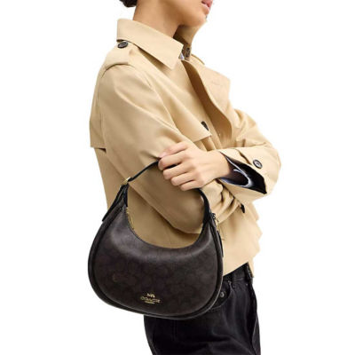 COACH Emily Shoulder Bag In Signature Canvas Walnut/Black CDX17 6