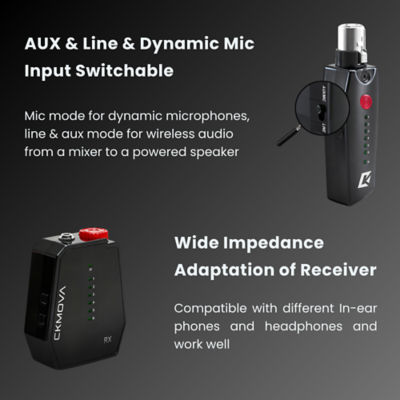CKMOVA Vocal G V7 Wireless In-Ear Monitor System for XLR with ME-E1 Earphones (1T1R) 5
