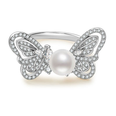 Pearly Lustre Top Grade Freshwater Pearl Ring WR00448 | BUTTERFLY 1