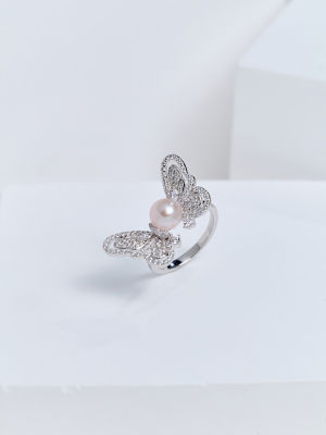 Pearly Lustre Top Grade Freshwater Pearl Ring WR00448 | BUTTERFLY 2