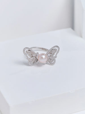 Pearly Lustre Top Grade Freshwater Pearl Ring WR00448 | BUTTERFLY 4
