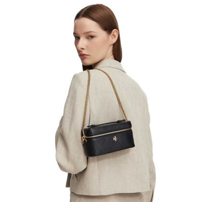 TORY BURCH Charlie Quilted Vanity Case Black 186036 6